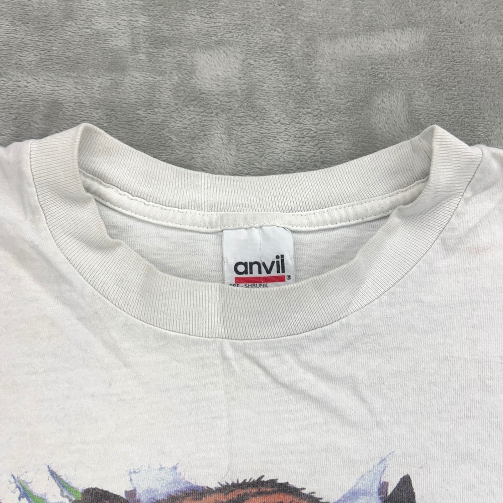 Vintage 1997 Anvil Tiger Graphic T Shirt Mens Large White Wild Side Nature Tee - Picture 9 of 12